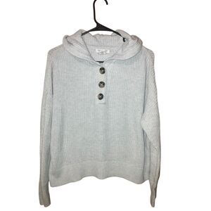 382. Rachel Zoe silver knit Henley hooded sweater small